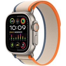 Apple Watch Ultra 2 (GPS + Cellular) 49mm Titanium Case with Orange/Beige Trail Loop - M/L - Titanium MRF23