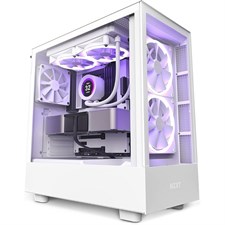 NZXT H5 Elite Compact ATX Mid-Tower PC Gaming Case White CC-H51EW-01 Tempered Glass Front and Side Panels