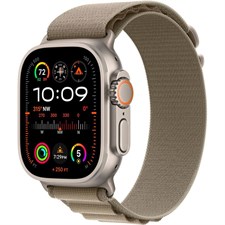 Apple Watch Ultra 2 (GPS + Cellular) 49mm Titanium Case with Olive Alpine Loop - Medium - Titanium - MREY3