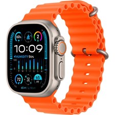Apple Watch Ultra 2 (GPS + Cellular) 49mm Titanium Case with Orange Ocean Band - Titanium MREH3