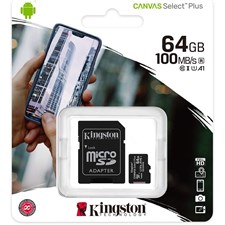 Kingston Canvas Select Plus microSDXC Card 64GB SDCS2/64GB with SD Adapter