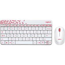 Logitech MK240 NANO Wireless Keyboard and Mouse Combo (White/Vivid Red) 920-008201